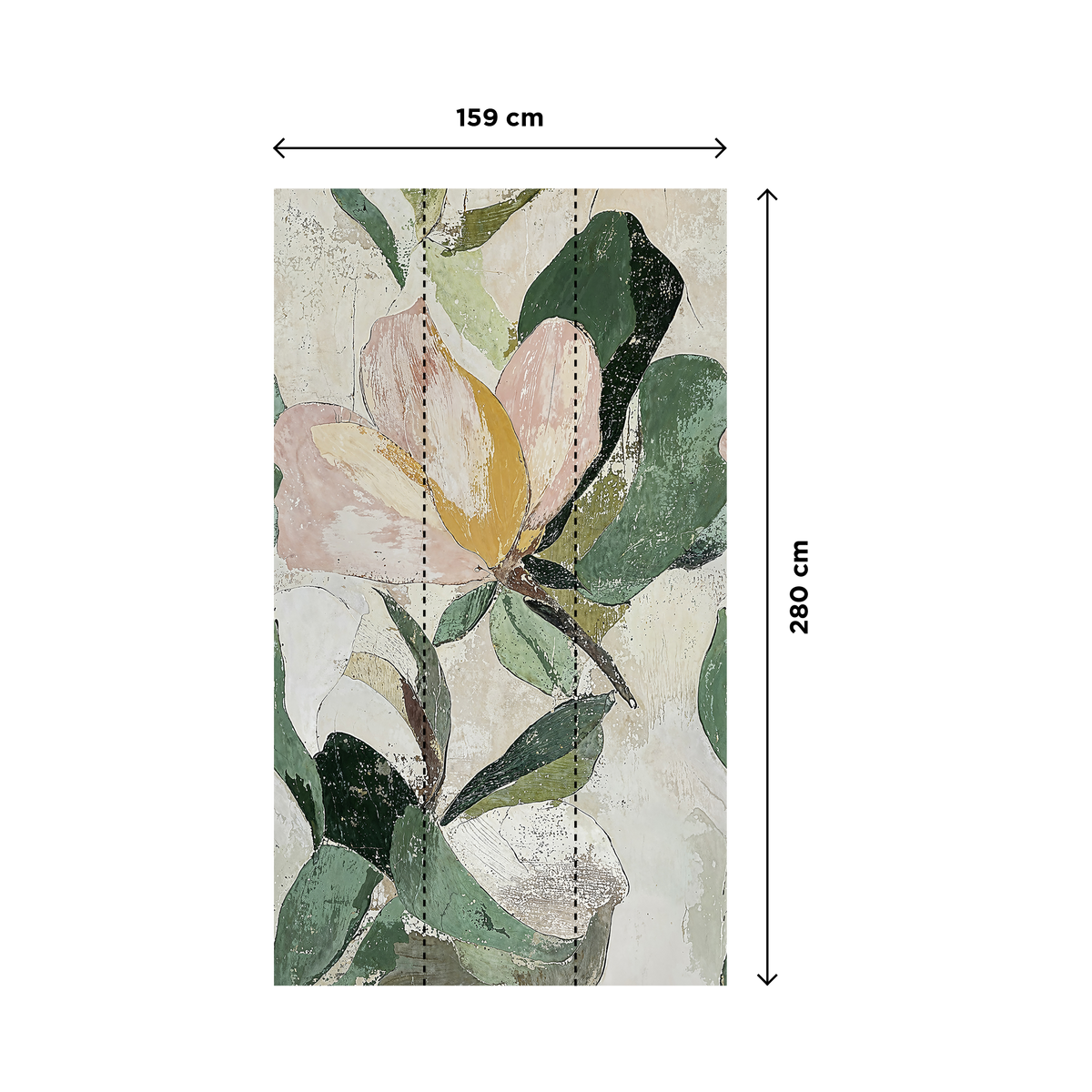 COSMOLIVING Papier peint panoramique L Lush blossom Rose poudré et vert feuille Satiné