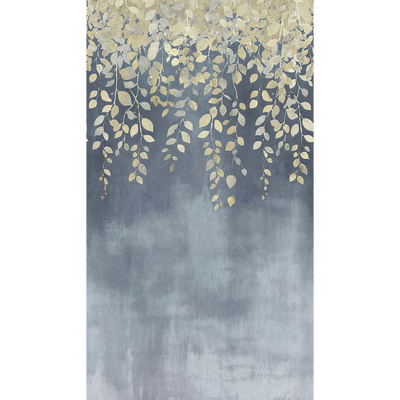 COSMOLIVING Papier peint panoramique L Gilded bloom Jaune pâle et bleu nuit Satiné