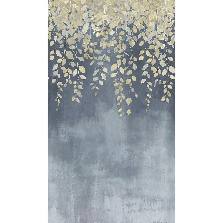COSMOLIVING Papier peint panoramique L Gilded bloom Jaune pâle et bleu nuit Satiné