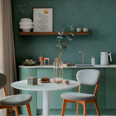 COSMOLIVING Papier peint intissé Golden fern Vert émeraude
