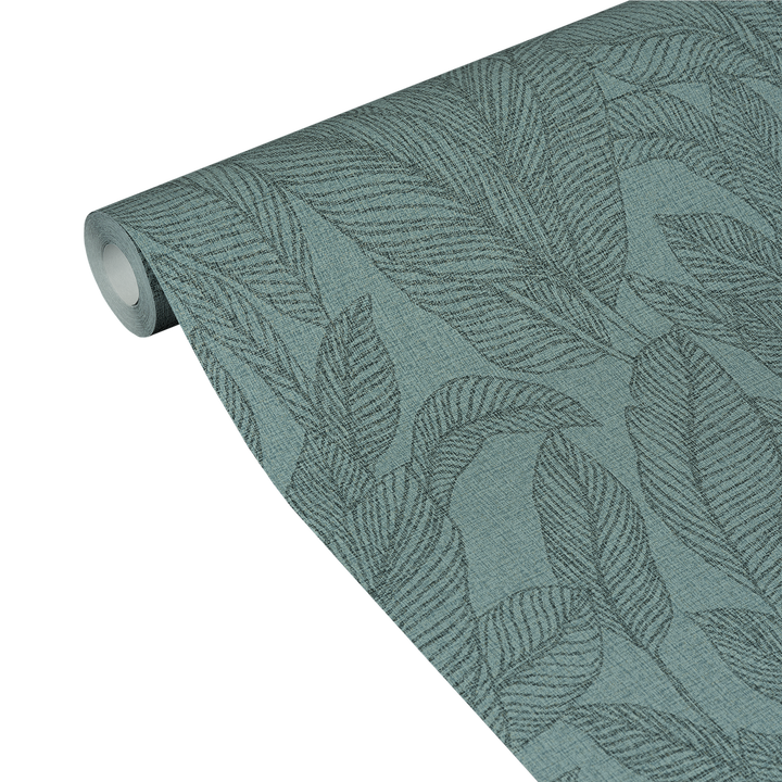 COSMOLIVING Papier peint intissé Golden fern Vert émeraude Trame