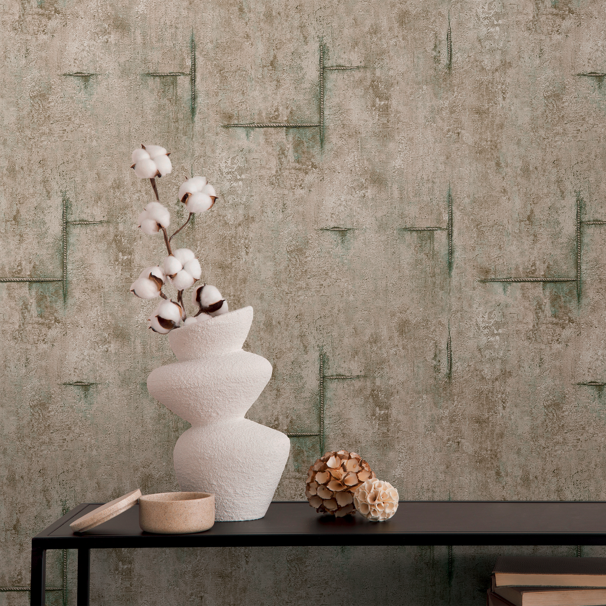 COSMOLIVING Papier peint intissé Graphite groove Taupe clair Structuré