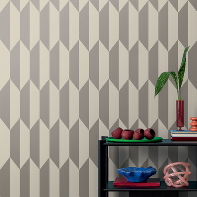 COSMOLIVING Papier peint intissé Graphic groove Blanc et argenté Satiné