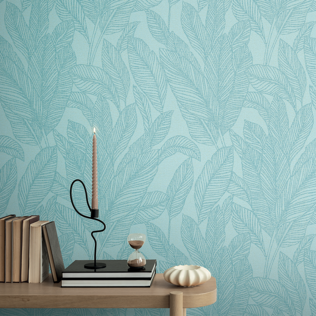 CosmoLiving Papier peint intissé GOLDEN FERN bleu azurin
