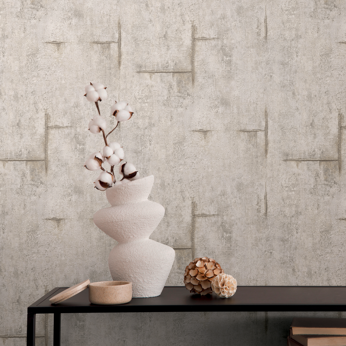 COSMOLIVING Papier peint intissé Graphite groove Gris chaud Structuré