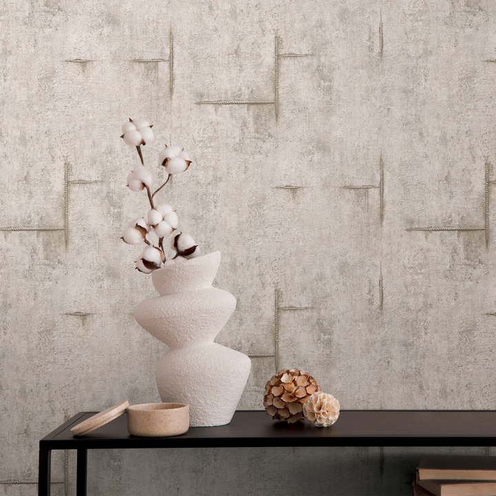 COSMOLIVING Papier peint intissé Graphite groove Gris chaud Structuré