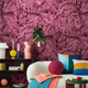COSMOLIVING Papier peint panoramique L Palma magenta Rose fuchsia Satiné