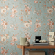 COSMOLIVING Papier peint intissé Petal poetry Bleu azurin et rose poudré