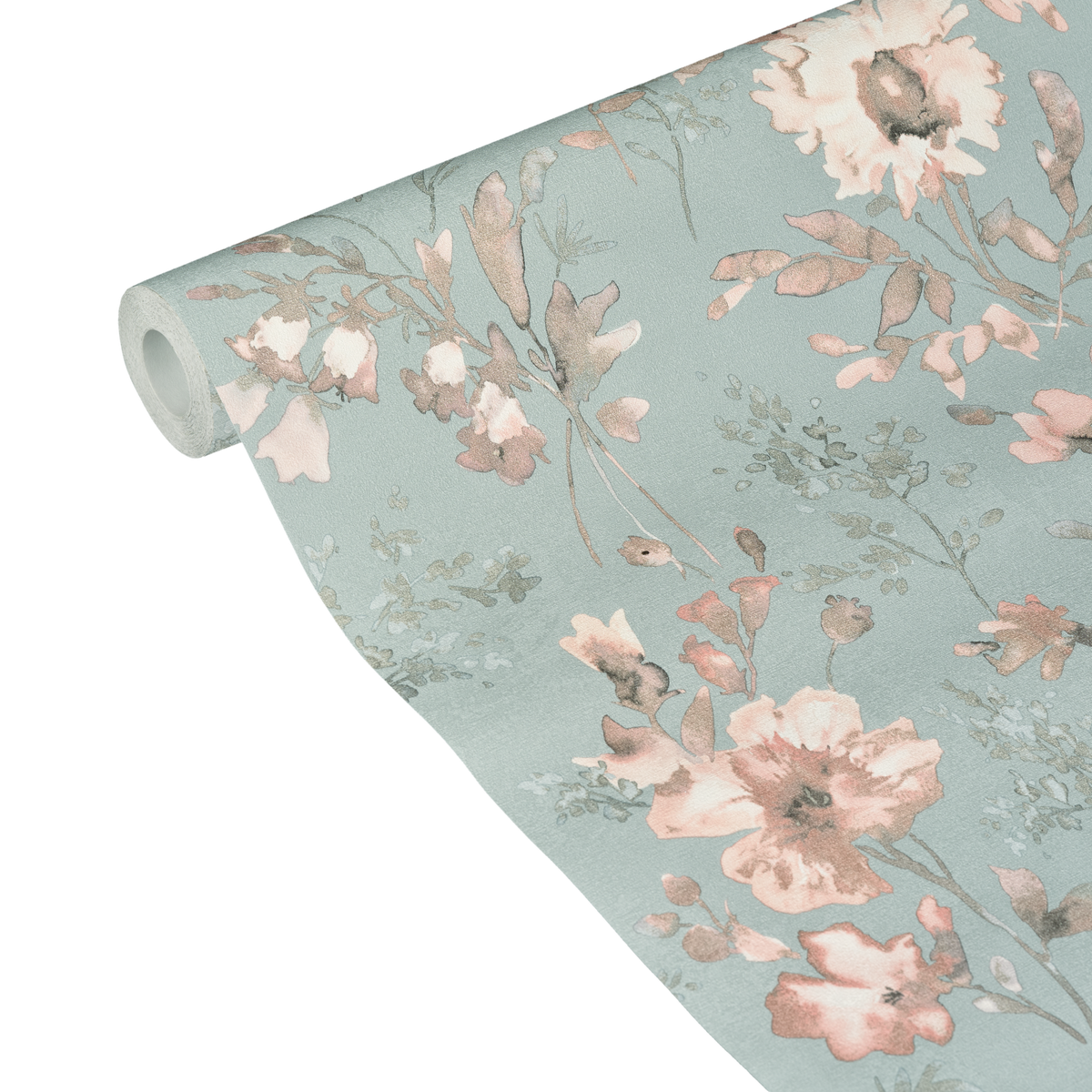 COSMOLIVING Papier peint intissé Petal poetry Bleu azurin et rose poudré Trame