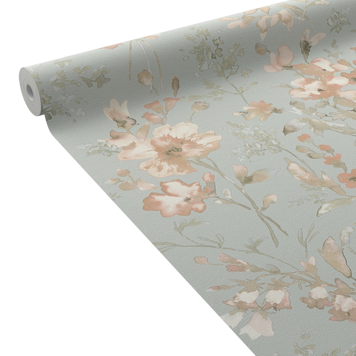 COSMOLIVING Papier peint intissé Petal poetry Bleu azurin et rose poudré