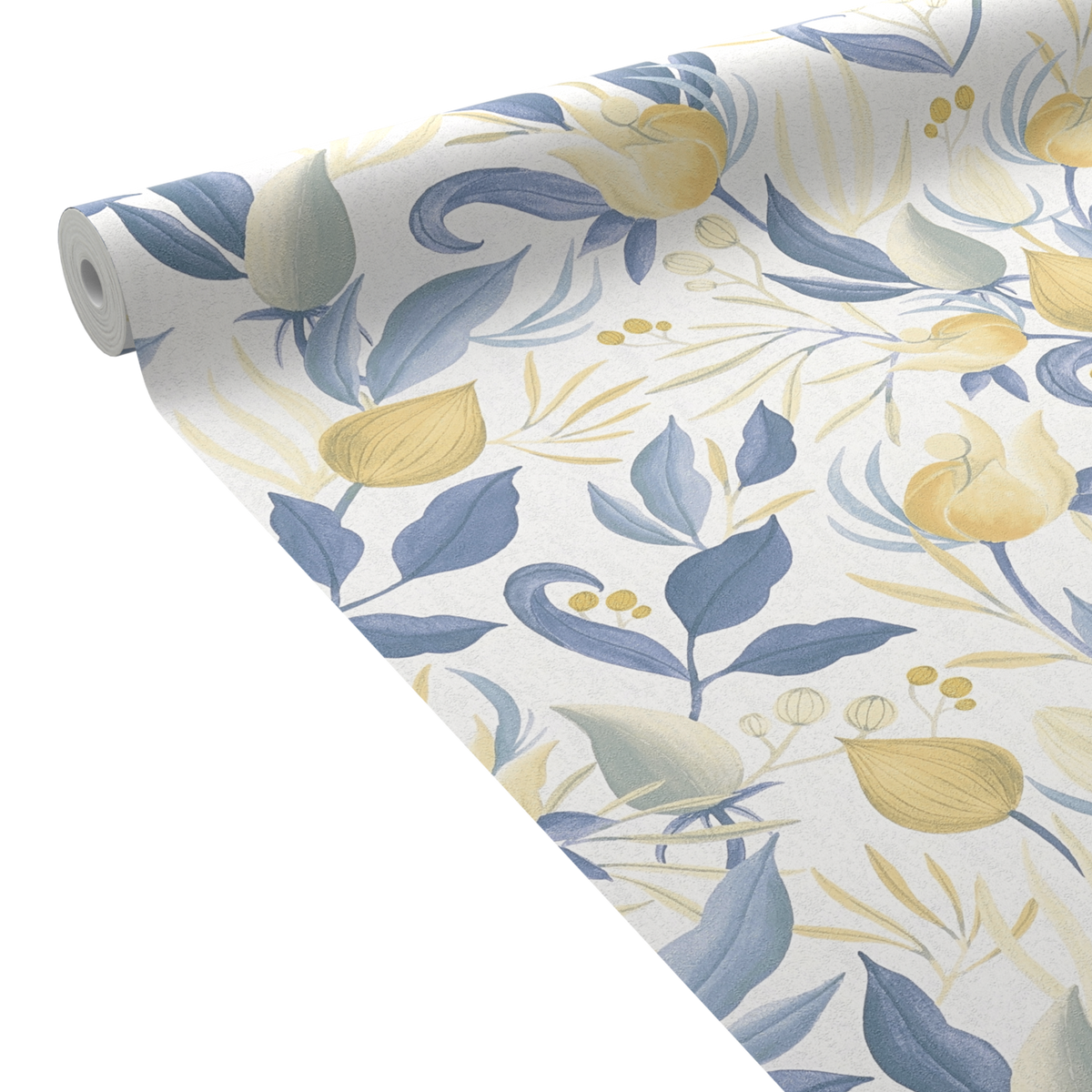 COSMOLIVING Papier peint intissé Still bloom Bleu pétrole et ocre