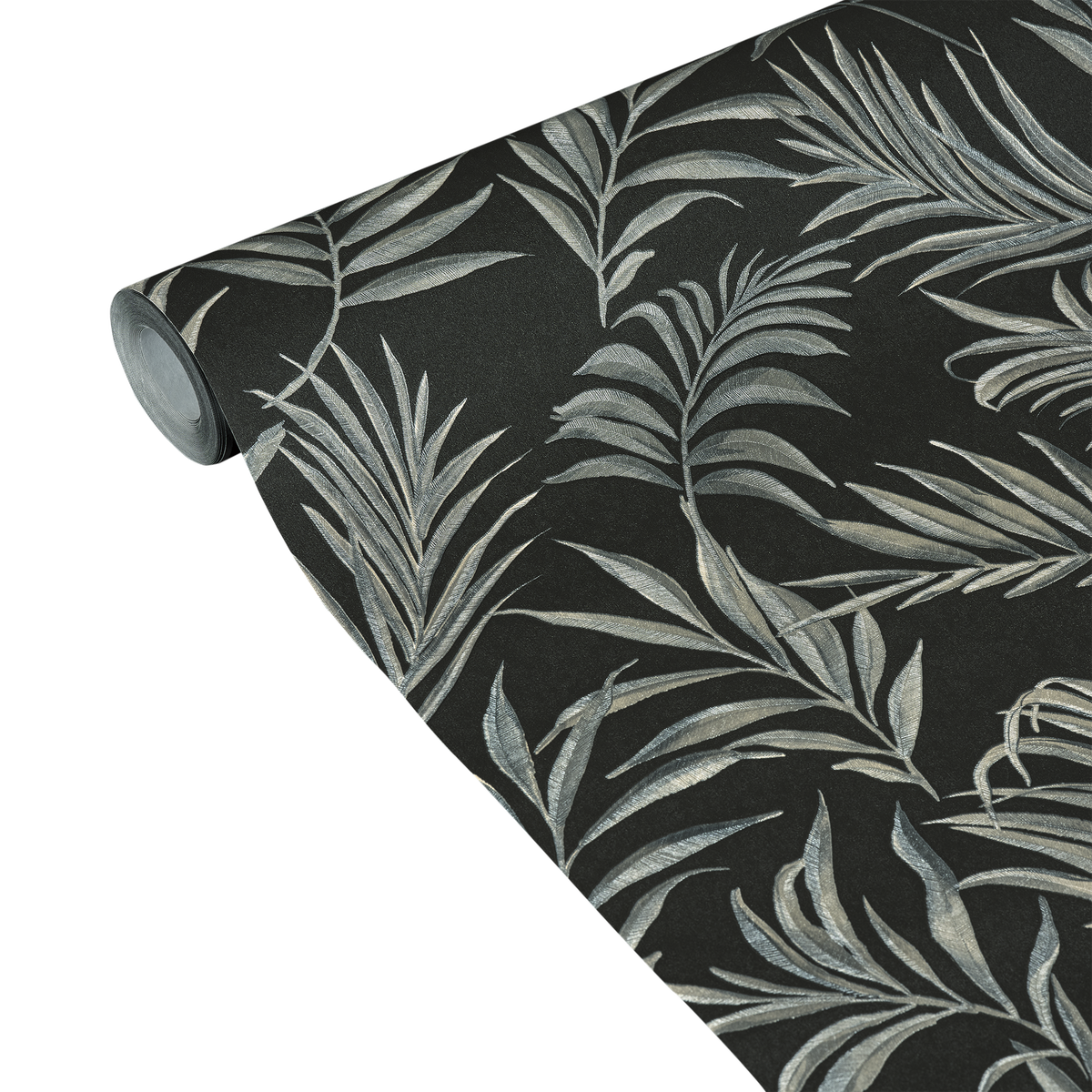 COSMOLIVING Papier peint intissé Midnight botanica Noir et argenté Structuré