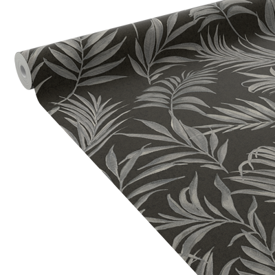 COSMOLIVING Papier peint intissé Midnight botanica Noir et argenté