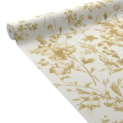 COSMOLIVING Papier peint intissé Petal poetry Blanc et doré
