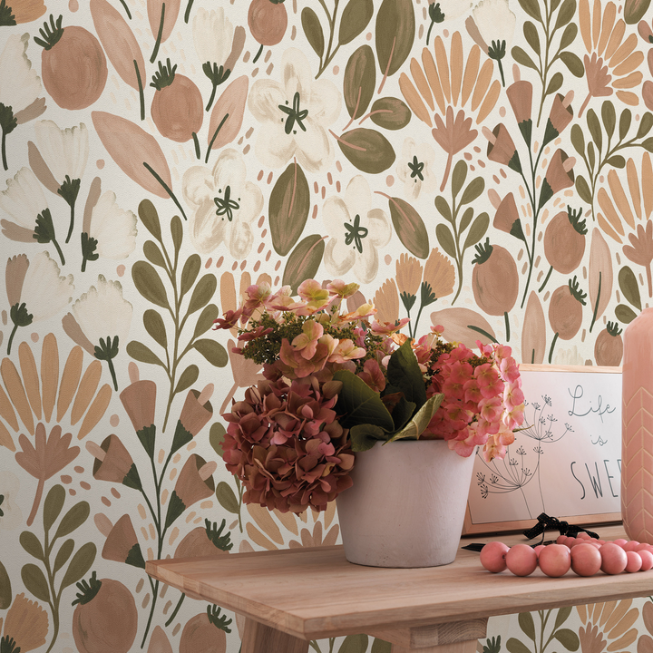 Papier peint intissé Safia Terracotta