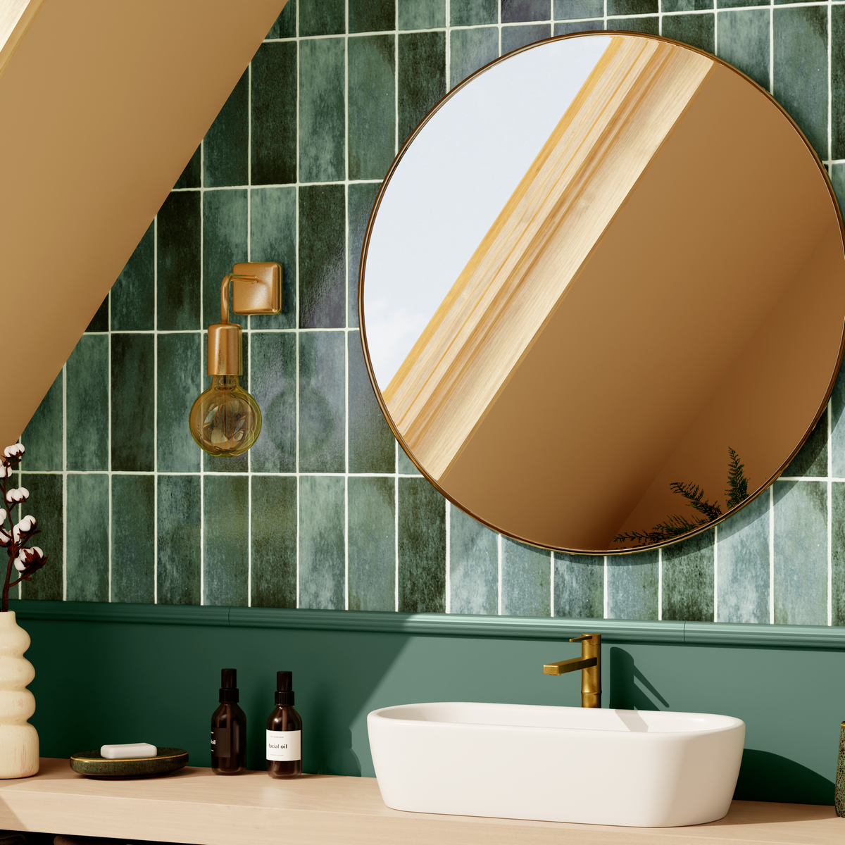 4MURS Papier peint intissé Zellige Vert bouteille