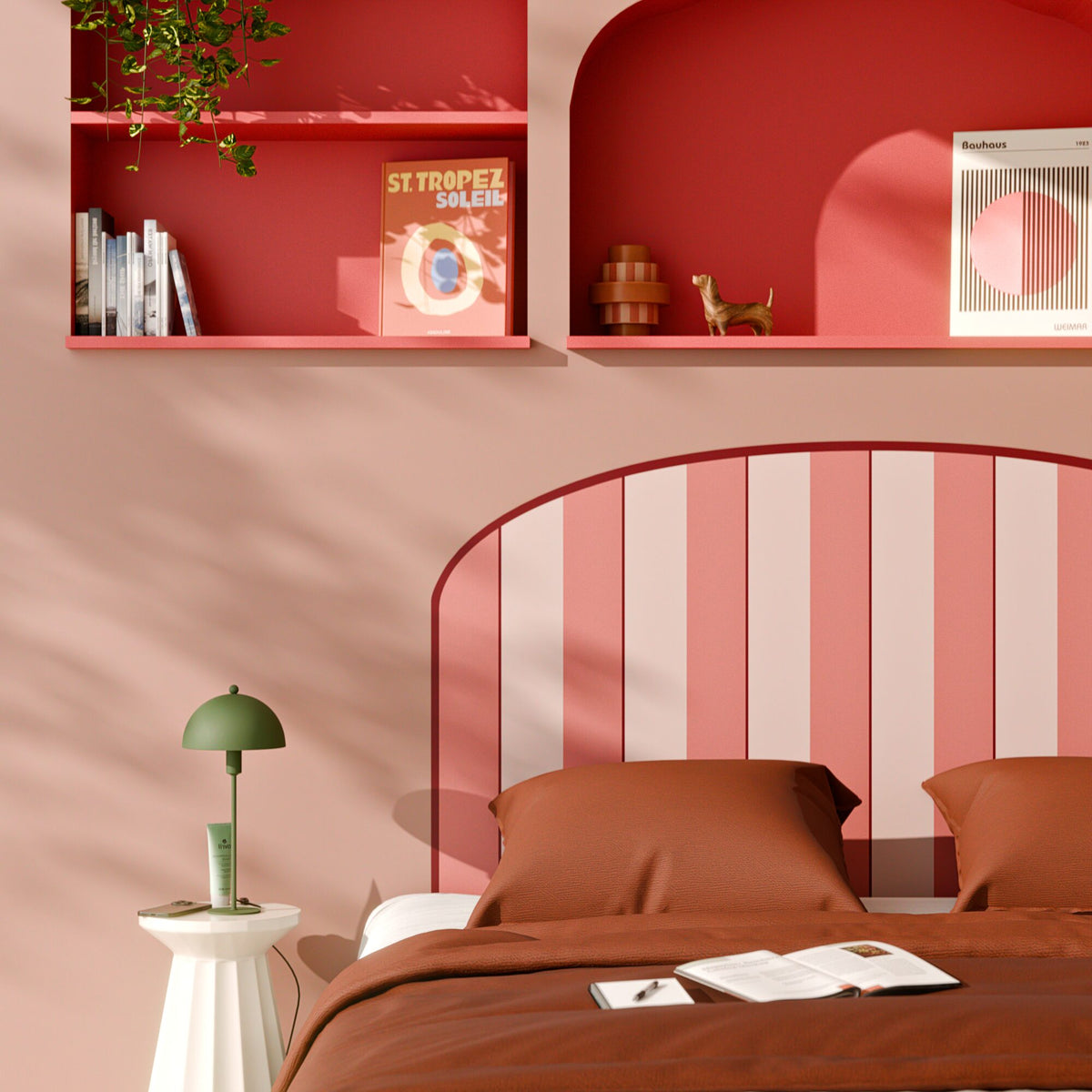 4MURS Papier peint intissé tête de lit Lina mattina Rose macaron Mat