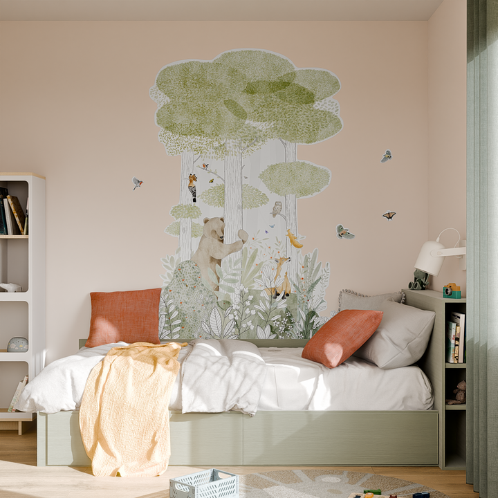 4MURS Papier peint découpé pré-encollé Calm forest form Multicolore Mat