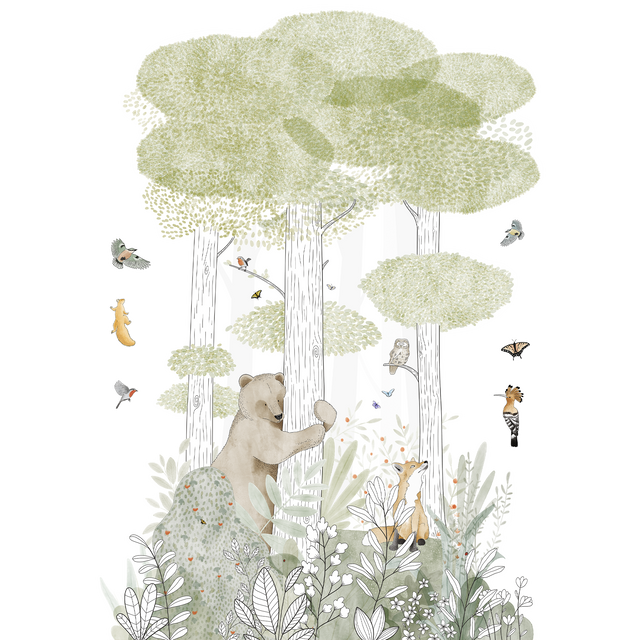 Papier peint découpé pré-encollé CALM FOREST FORM multicolore