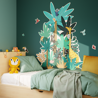 4MURS Papier peint découpé pré-encollé Fun jungle form Multicolore Mat