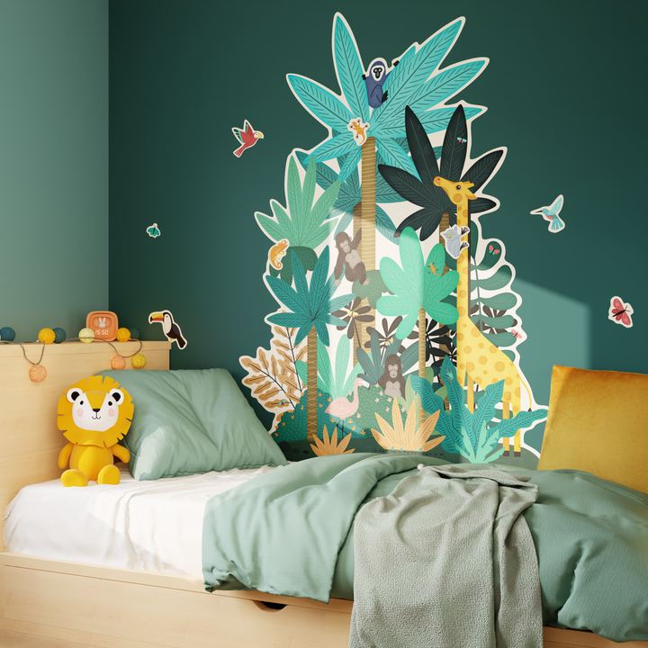 4MURS Papier peint découpé pré-encollé Fun jungle form Multicolore Mat