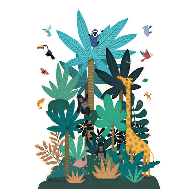 4MURS Papier peint découpé pré-encollé Fun jungle form Multicolore Mat