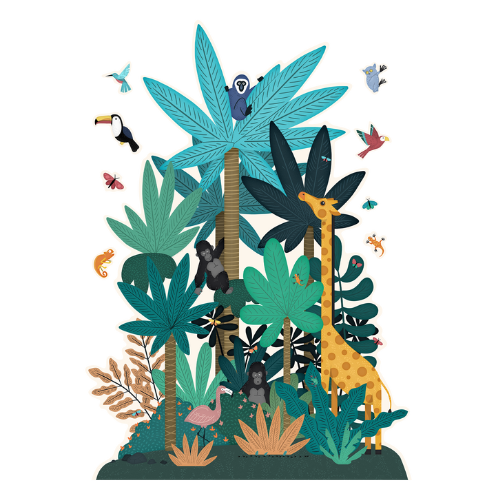 4MURS Papier peint découpé pré-encollé Fun jungle form Multicolore Mat