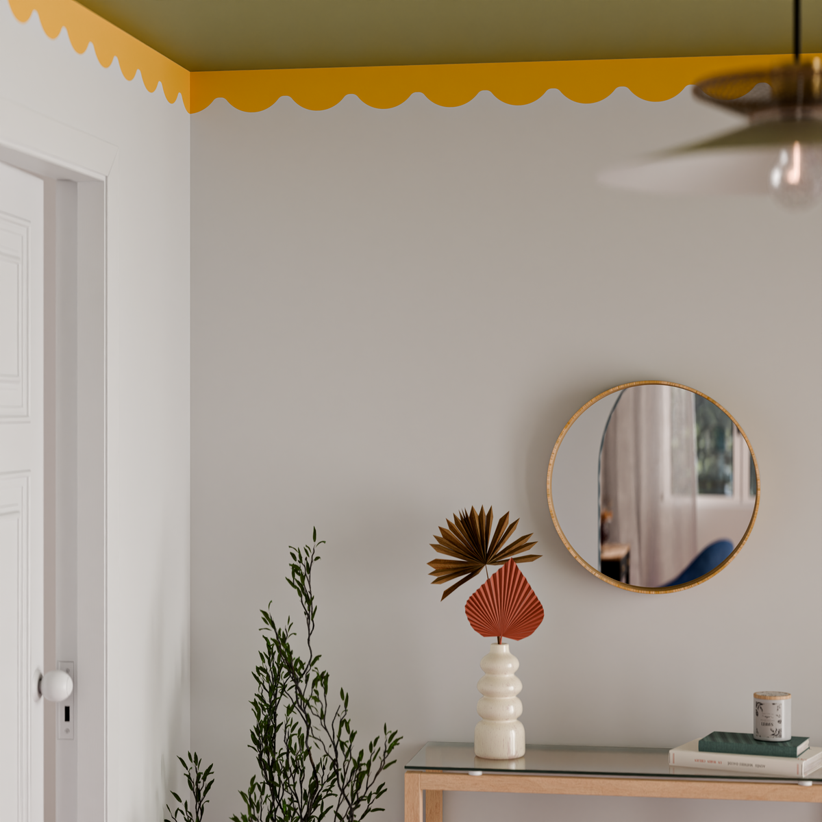 4MURS Frise intissée pré-encollée Lina ondula Jaune moutarde Lisse