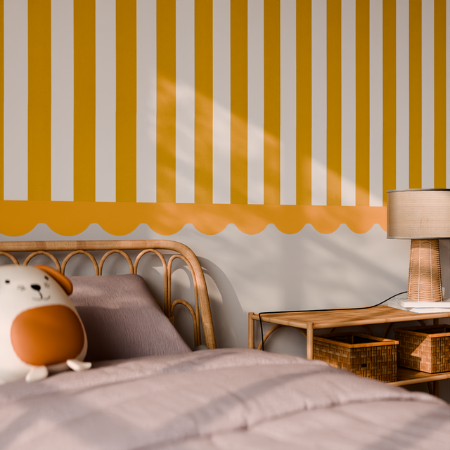 Frise intissée pré-encollée LINA ONDULA jaune moutarde