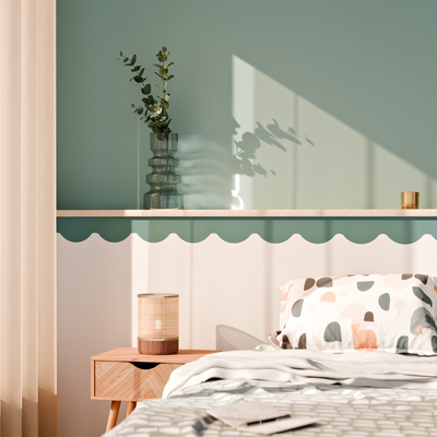 4MURS Frise intissée pré-encollée Lina ondula Vert de gris Lisse