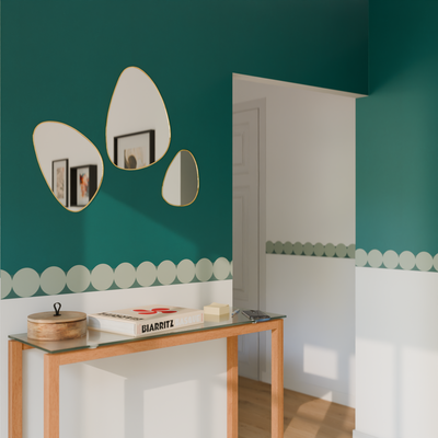 4MURS Frise intissée pré-encollée Lina bulla Vert de gris et vert sapin Lisse