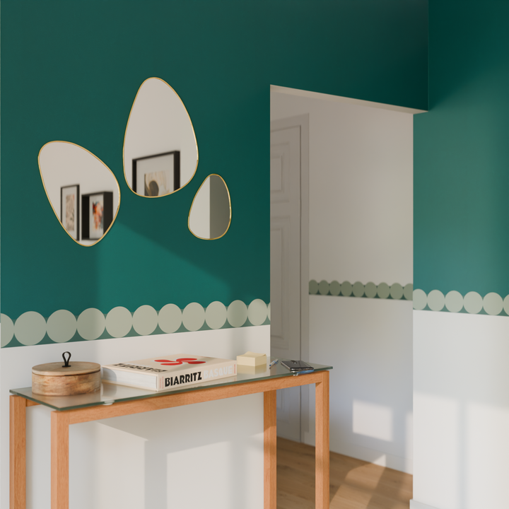 4MURS Frise intissée pré-encollée Lina bulla Vert de gris et vert sapin Lisse