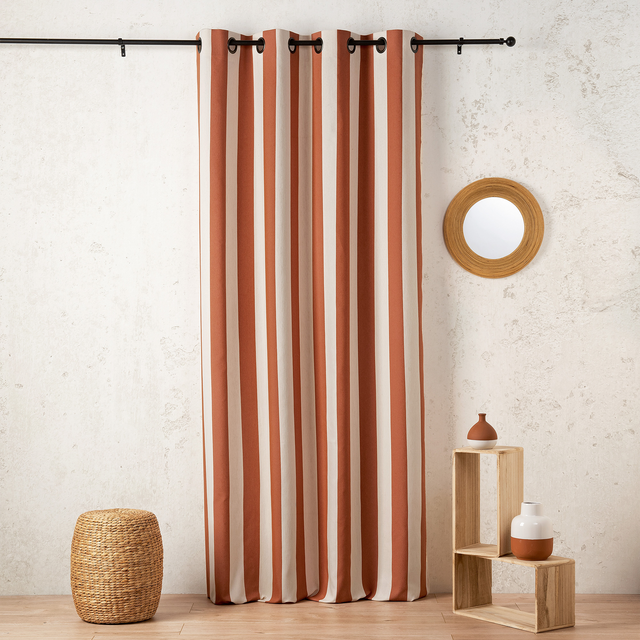 Rideau SUNSET coloris terracotta et écru 145 x 280 cm