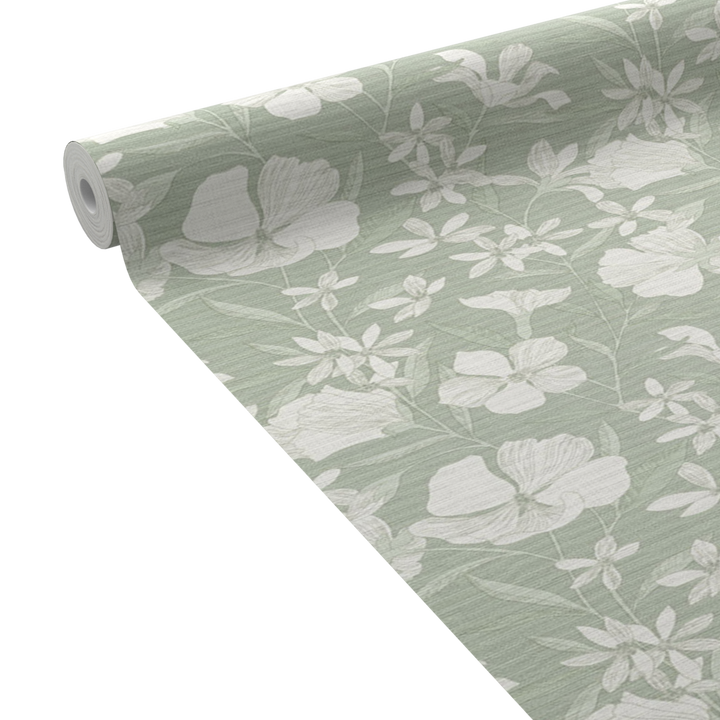 Papier peint intissé Sonia Vert de gris Mat