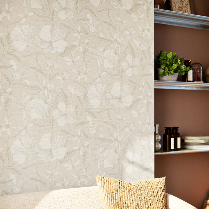 Papier peint intissé Sonia Beige naturel Mat