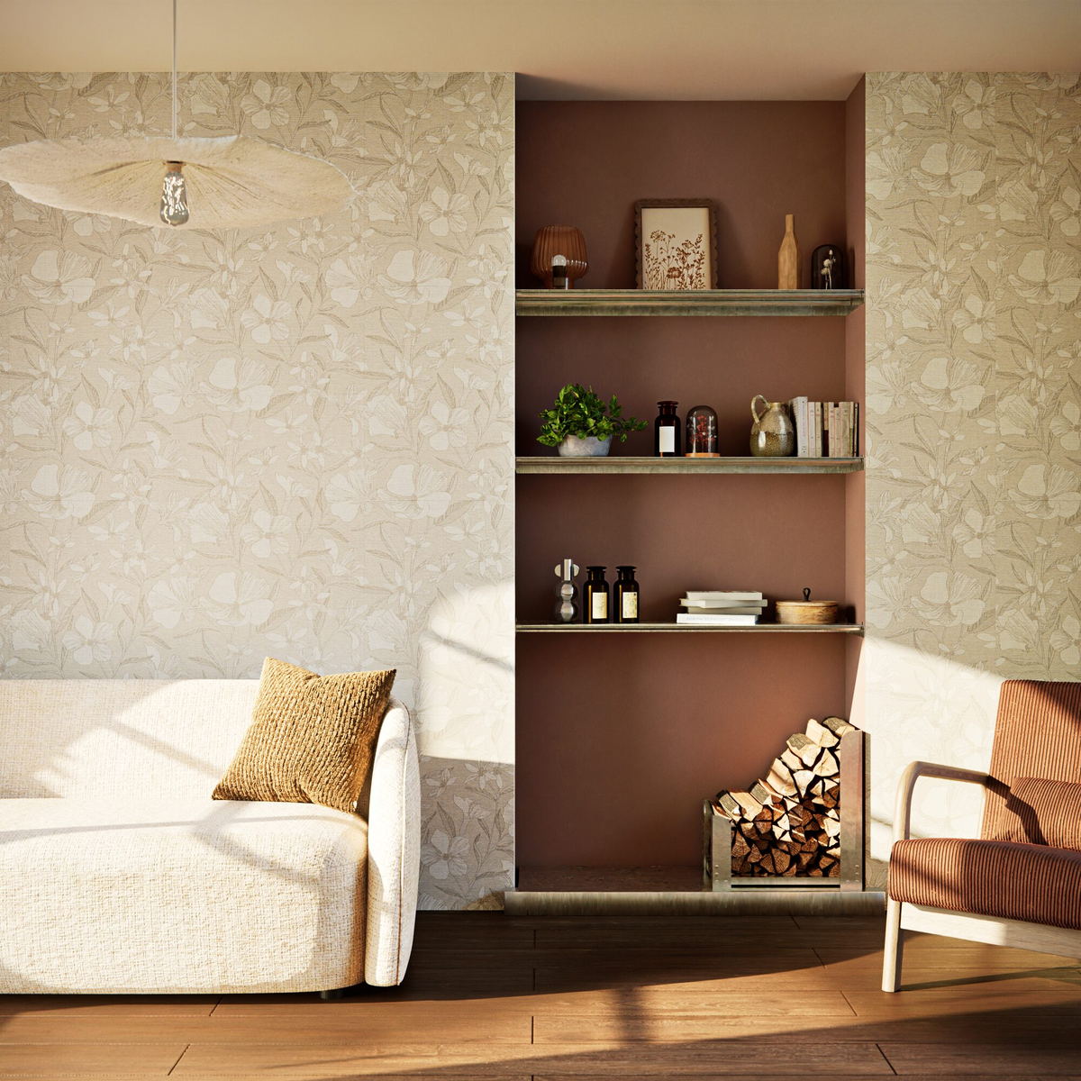 Papier peint intissé Sonia Beige naturel Mat