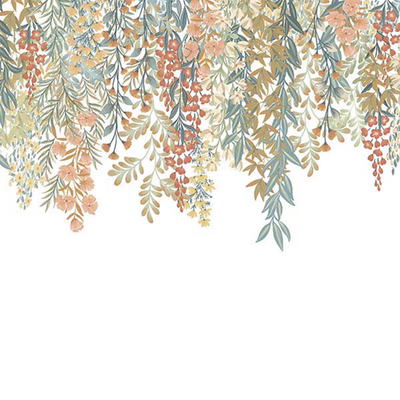 Papier peint panoramique XL Jaïa Vert bleuté et rose nude Mat