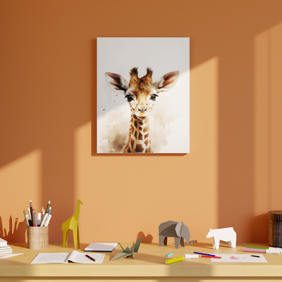 Toile imprimée Baby girafe Chataigne