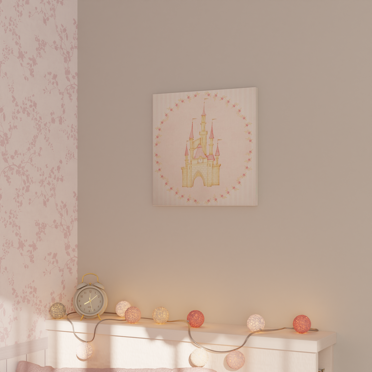 Toile imprimée Rosaly castle Rose poudré