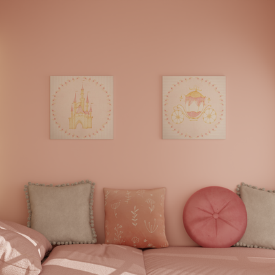 Toile imprimée Rosaly castle Rose poudré