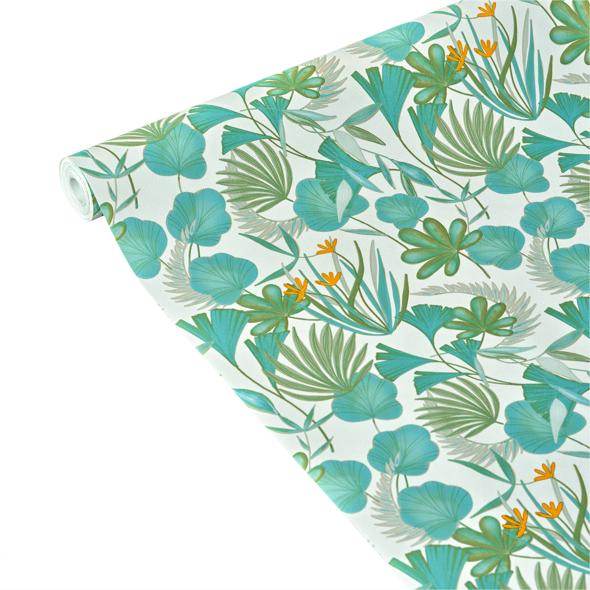 Papier peint intissé Capucine Turquoise et kaki
