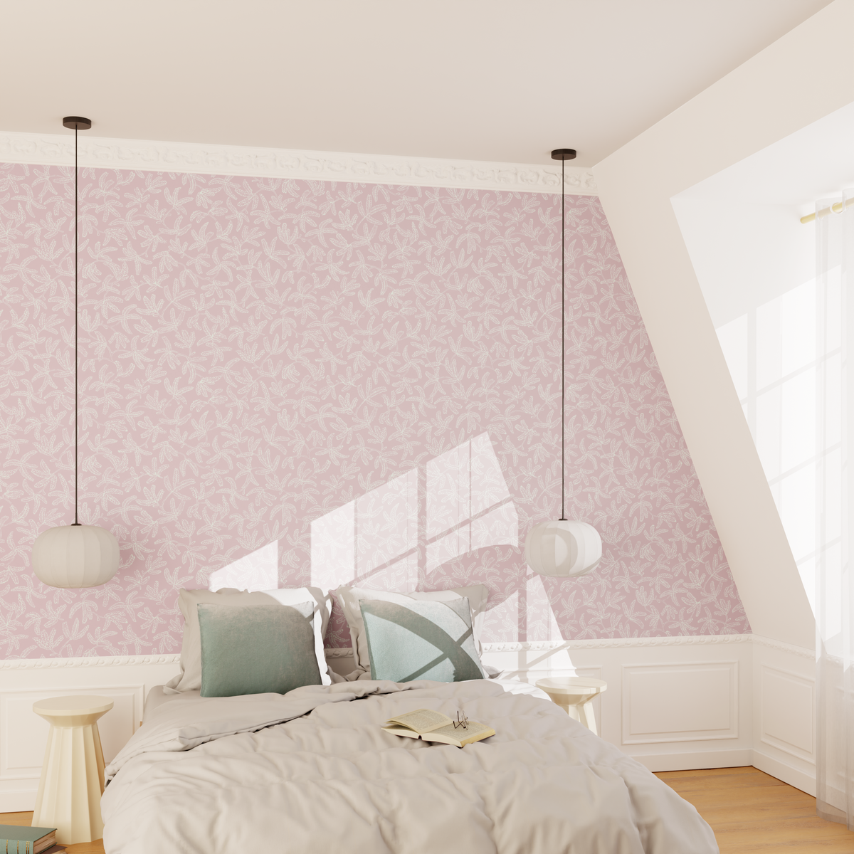 CASELIO Papier peint intissé Cocoon Rose poudré