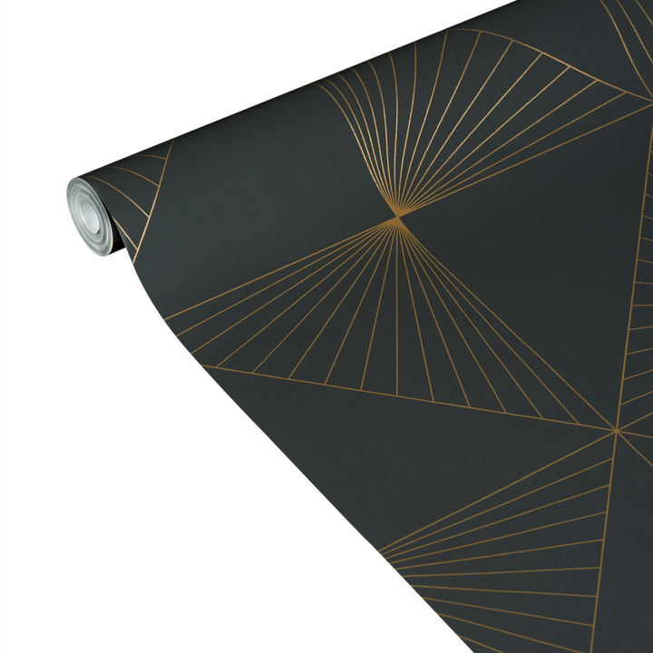 CASELIO Papier peint intissé Sunset Noir et doré