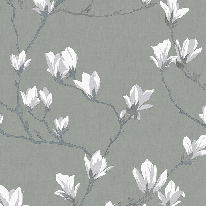 LAURA ASHLEY Papier peint intissé Magnolia grove Kaki foncé