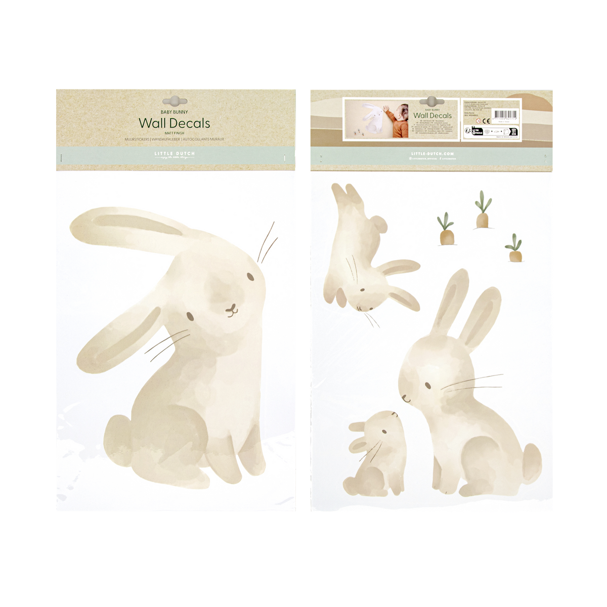 LITTLE DUTCH Sticker Baby bunny Châtaigne et blanc