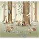 LITTLE DUTCH Papier peint panoramique XL Forest friends Kaki clair Mat