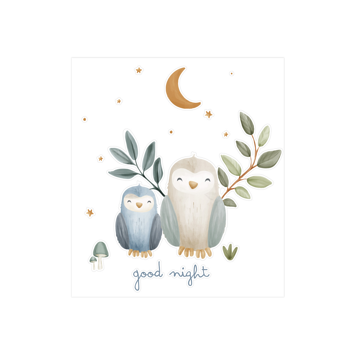 LITTLE DUTCH Sticker Forest friends good night Bleu ciel