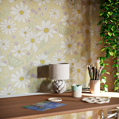 4MURS Papier peint intissé Marida Jaune beurre