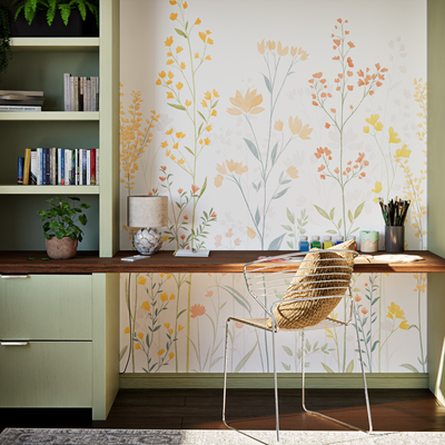 Papier peint panoramique L Liana Jaune mimosa Mat