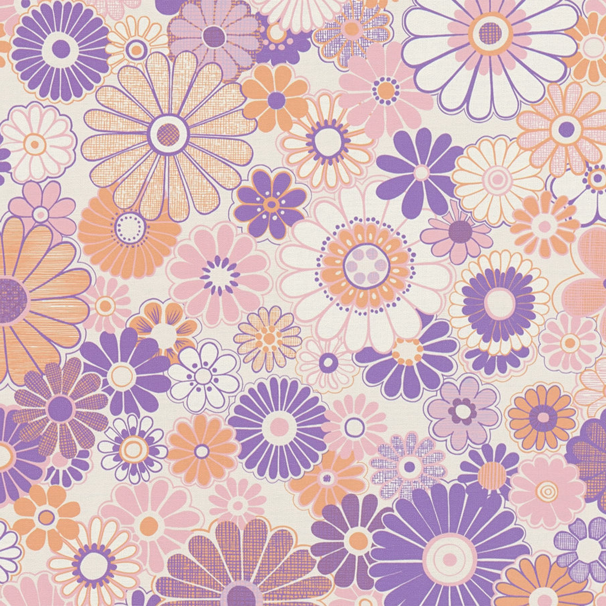 Papier peint intissé Donatille Violet et orange
